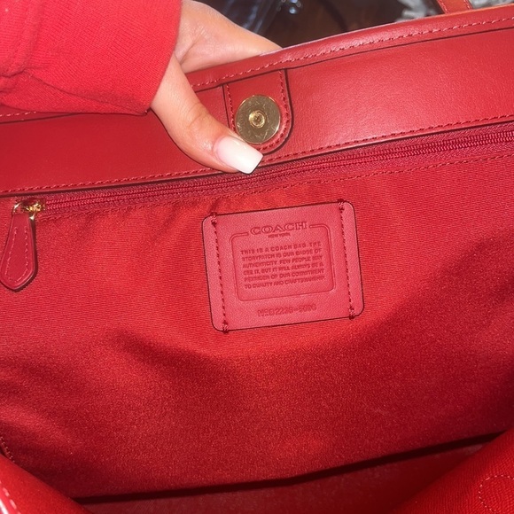 NWOT Coach City Tote Monogram with Red Leather Straps! - Picture 5 of 13
